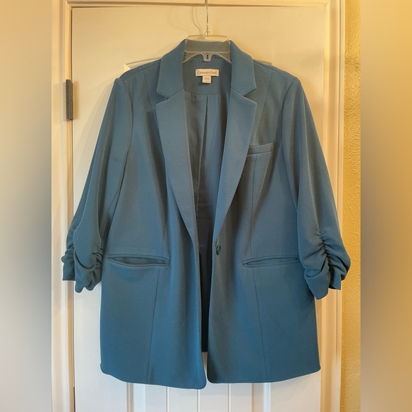 Coldwater Creek teal pantsuit, size L - Picture 2 of 8
